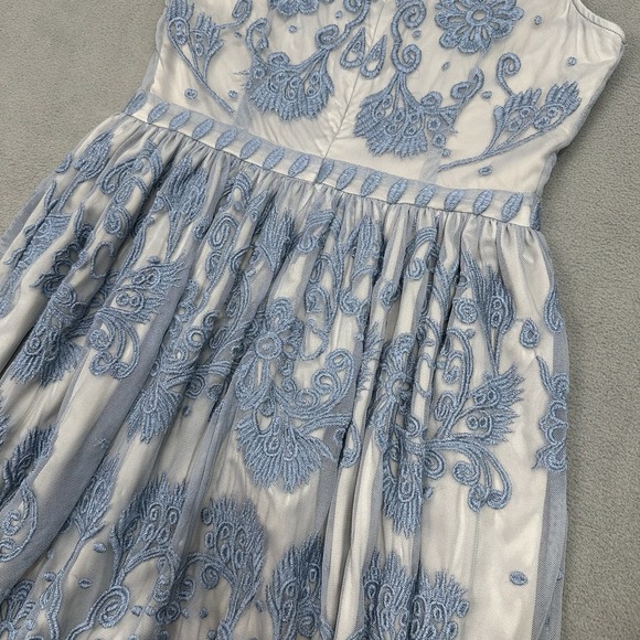 SUNDANCE Love at First Sight Pastel Blue Embroidered Sleeveless Lace Dress‎ Sz 4 - Picture 14 of 16
